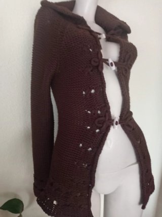 Chaqueta de Lana Marrón con Capucha