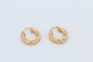 Pendientes Aro Niña Oro 18k Texturizados.R:00041.