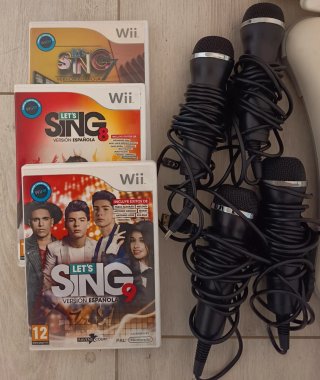 3 Juegos Let's Sing Wii + 4 Micrófonos