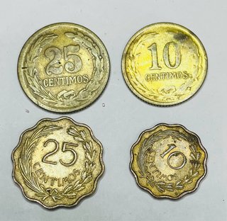 Paraguay lote 4 monedas 1944 y 1953 centimos