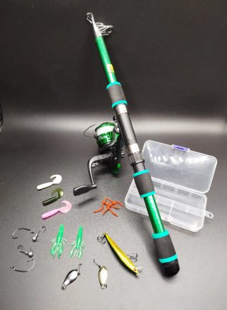 Equipo de Pesca completo, Caña, Carrete, Señuelos