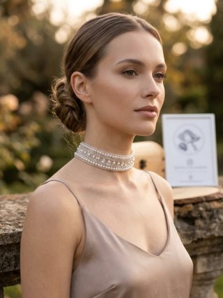 Gargantilla Choker de Perlas y pedrería