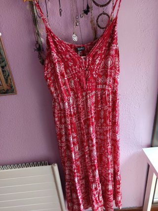 Vestido Koroshi Rojo Estampado Talla XXL