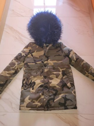 Parka Militar con Capucha de Pelo