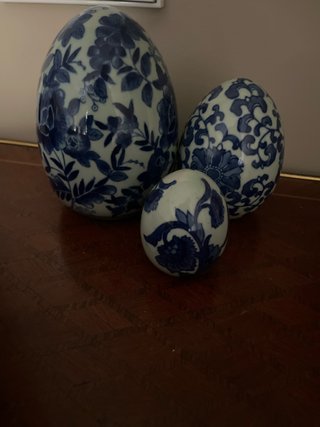 Set de 3 Huevos de Cerámica Pintados a Mano