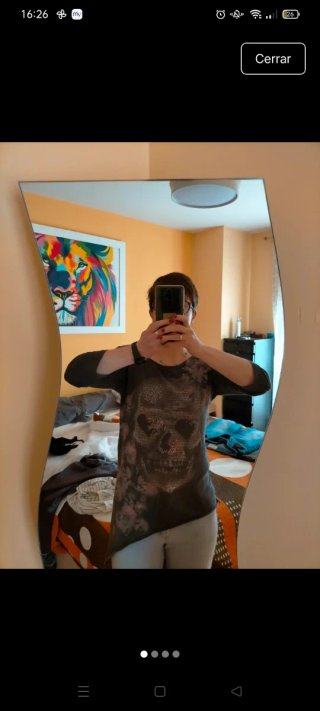 Camiseta Gris con Estampado de Calavera