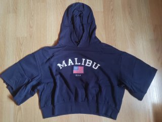 Sudadera Cropped Azul Marino H&M