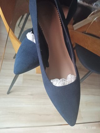 Zapatos de Ante Azul Marino de piel tacón redondo