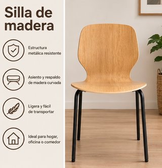 Confezione da 4 sedie vintage in legno e metallo