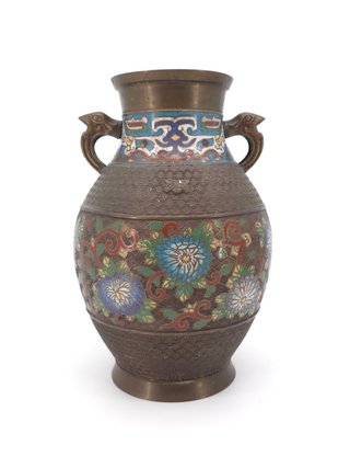 Vaso Giapponese Bronzo Smalti Cloisonne 900