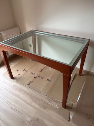 Mesa de Madera y Cristal 120x86 cm