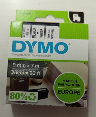 Cinta Dymo D1 9mm x 7m Blanco/Negro