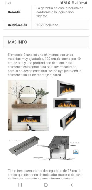 Estufa o Chimenea Bioetanol Svana 3 Quemadores