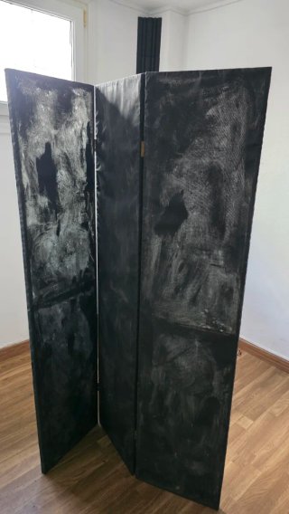 Biombo de tres paneles negro