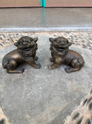 Pareja de Perros Foo de Bronce