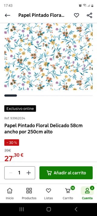 Papel Pintado Floral 58cm x 250cm