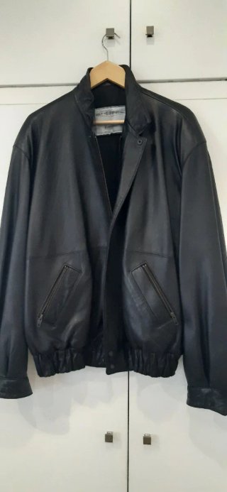 Cazadora de Piel Napa Negra
