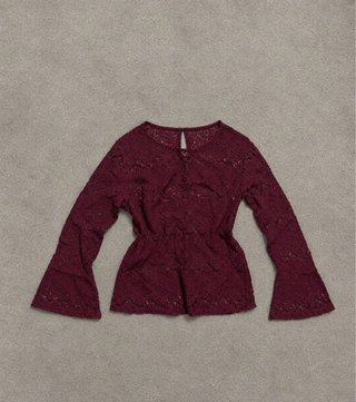 Blusa Burdeos Calada Mangas Acampanadas