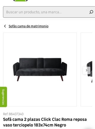 Sofá Cama 2 Plazas Click Clac Negro