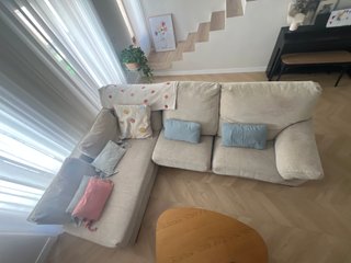 Sofá Chaise Longue en L Beige