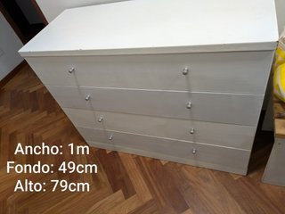 Cómoda de Madera Blanca con 4 Cajones
