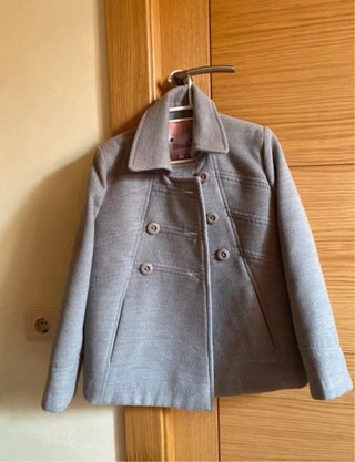 Abrigo corto de paño gris. Talla 12.