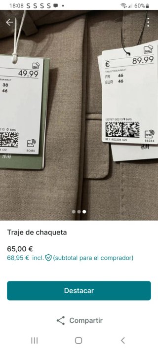 Traje de chaqueta H&M Beige
