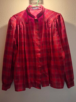 (M) Camisa/Blusa Vintage de los Años 80 - Cuadros