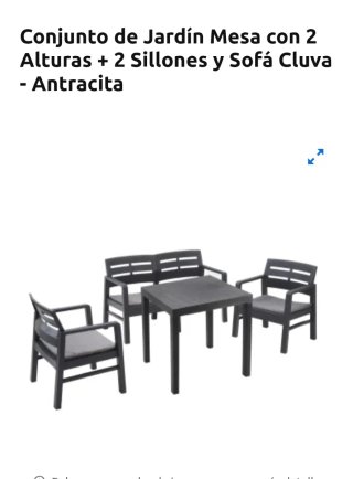 Conjunto Jardín Cluva Mesa, 2 Sillones y Sofá