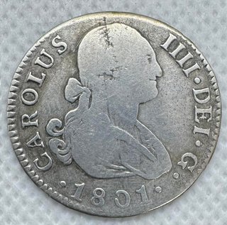 Moneda 2 Reales Carlos IV 1801 Sevilla