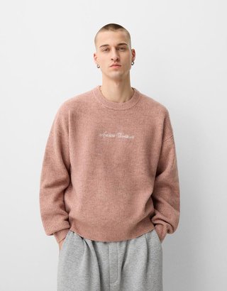 Jersey de punto rosa Bershka