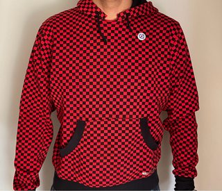 Sudadera con Capucha Cuadros Rojos y Negros