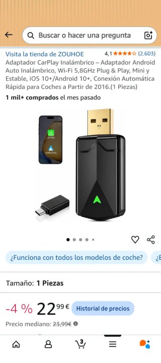 Adaptador CarPlay y Android Auto Inalámbrico