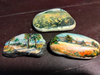 Set di 3 pietre dipinte a mano