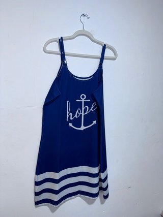 Vestido Azul con Estampado de Ancla