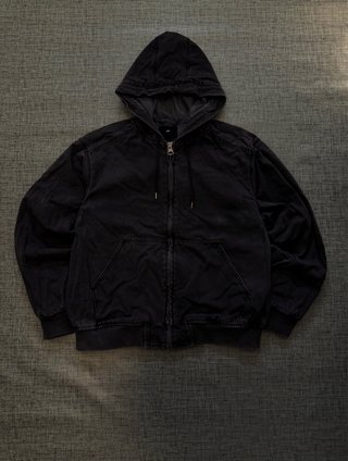 H&M Washed Black Workwear Zip Hoodie Jacket StyleL
