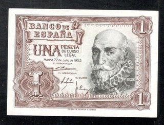Billete.- 1 Peseta 22 Julio 1953 SIN SERIE