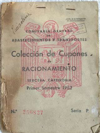 PALENCIA CARTILLA CUPONES RACIONAMIENTO AÑO 1952