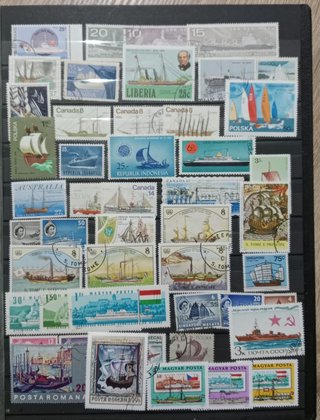 Collezione di 100 Francobolli Temici di Navi