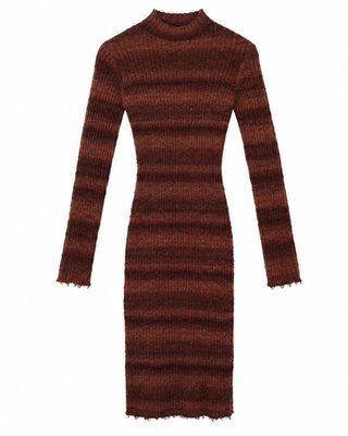Vestido Ajustado de Punto Marrón