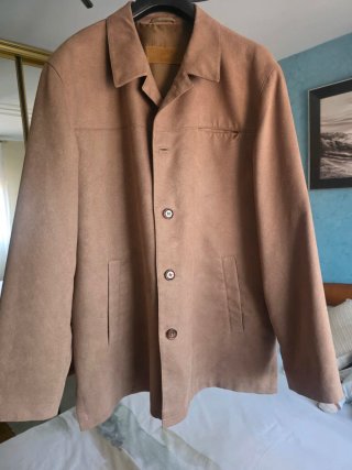 Chaqueta de caballero efecto ante, color camel