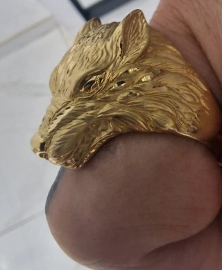 Sello Anillo Lobo Macizo Oro 18kt