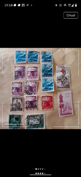 Set di 16 francobolli dal 1946 al 1958