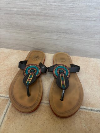Sandalias Planas Étnicas Negras Talla 36
