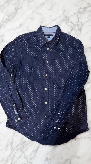 Camicia Tommy Hilfiger blu a pois