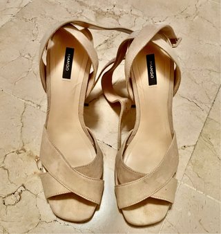 Sandalias de Tacón Mango Beige