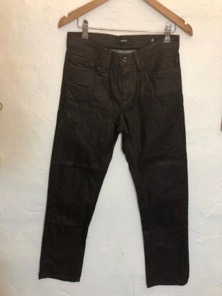 Pantalón Celio Efecto Piel Marrón Talla 38