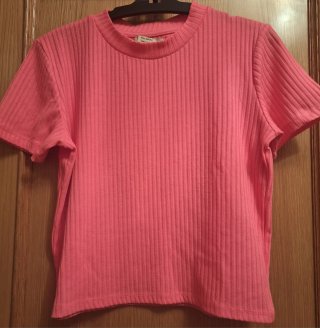 Camiseta de canalé rosa Pull&Bear