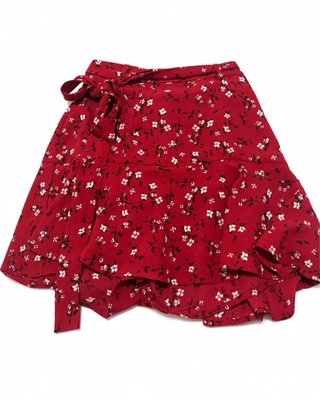 Falda-pantalón roja con estampado floral