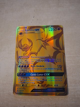 Carta Pokémon Lunala GX Dorada